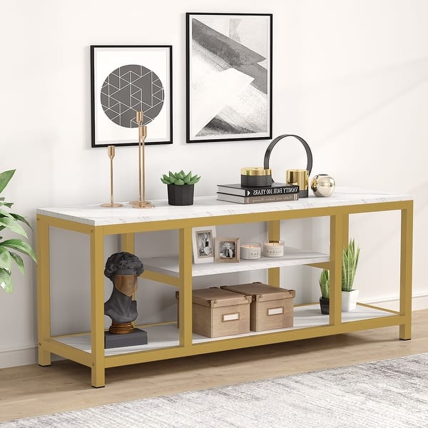 3Tier TV Console for TVs Up to 60" with Faux Marble Veneer, Sofa